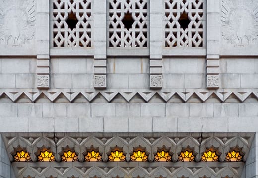 Ornate Daimaru Shinsaibashi building entrance in Osaka