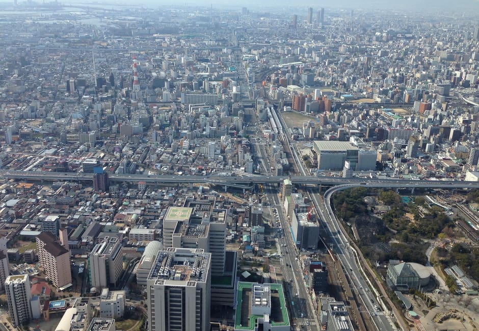 View over Osaka from the Abeno Harukas observation deck
