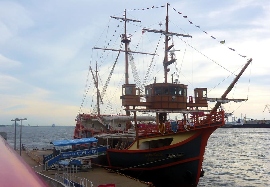 Santa Maria sailing ship moored at Osaka Bay